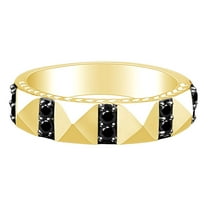 AFFY 0.50 Carat (Ctw) Round Shape Black Natural Diamond Men's Band Ring 10k Solid Gold