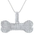 thumbnail image 1 of AFFY 0.50 Carat Round Shape White Natural Diamond Dog Bone Pendant Necklace 10K Solid White Gold, 1 of 1