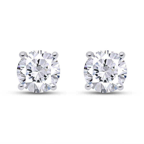 AFFY 0.50CT 4MM Moissanite Diamond Solitaire Stud Earrings for Womens 14K White Gold over Silver