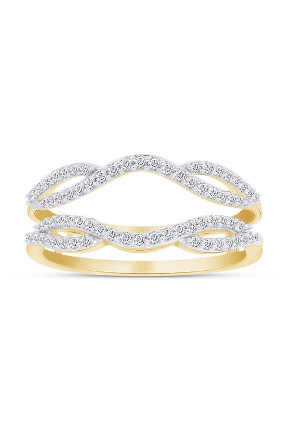 0.50CT Cubic Zirconia Double Infinity Enhancer Guard Ring for Women 14K Yellow Gold over Silver-10