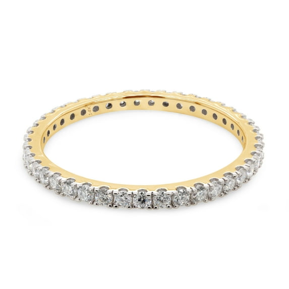 AFFY 0.50CT Moissanite Diamond Full Eternity Stackable Band Ring For Women in 14K Solid Yellow Gold-4.5