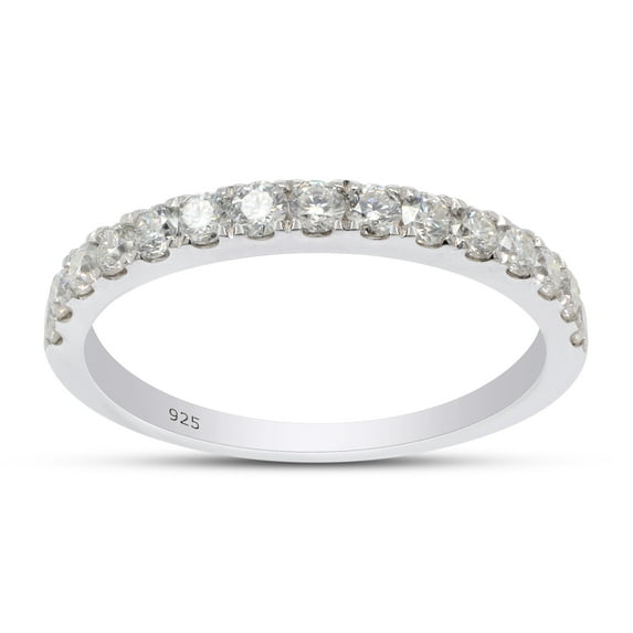 AFFY 0.50CT Moissanite Diamond Half Eternity Wedding Band for Women 14K White Gold over Silver-5.5