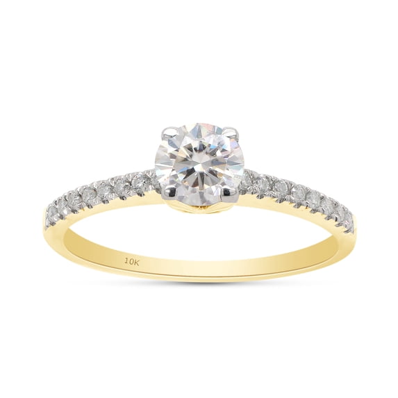 AFFY 0.50CT Round Lab Created Moissanite Diamond Solitaire Engagement Ring for Women in 10K Solid Yellow Gold (G-H Color, VVS1 Clarity, 0.50 Cttw)-4.5