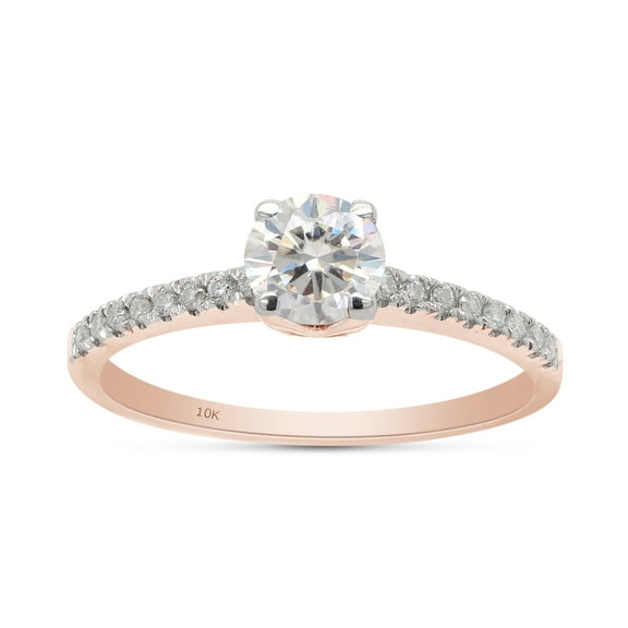 AFFY 0.50CT Round Lab Created Moissanite Diamond Solitaire Engagement Ring for Women in 10K Solid Rose Gold-4