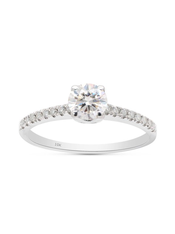 0.50CT Round Lab Created Moissanite Diamond Solitaire Engagement Ring for Women in 10K Solid White Gold-5.5