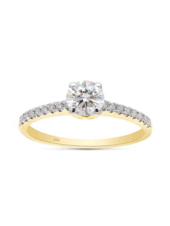 0.50CT Round Lab Created Moissanite Diamond Solitaire Engagement Ring for Women in 10K Solid Yellow Gold (G-H Color, VVS1 Clarity, 0.50 Cttw)-6