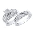 thumbnail image 1 of AFFY 0.50CT Round Moissanite Diamond Men & Women's Engagement Trio Ring Set 14K White Gold over Silver Size: Women-6.5 & Men-9, 1 of 9