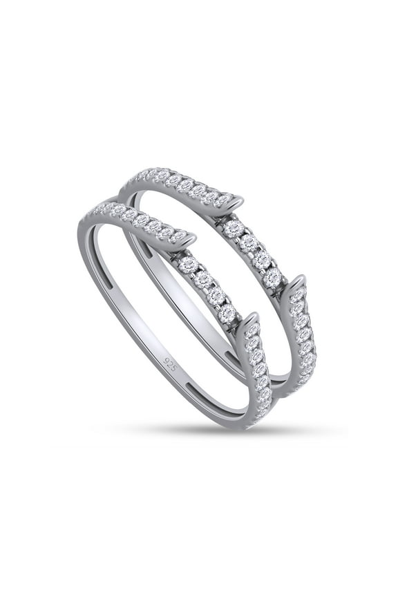 0.50CT White Cubic Zirconia Cathedral Enhancer Ring Guard for Women 14K White Gold over Silver-4