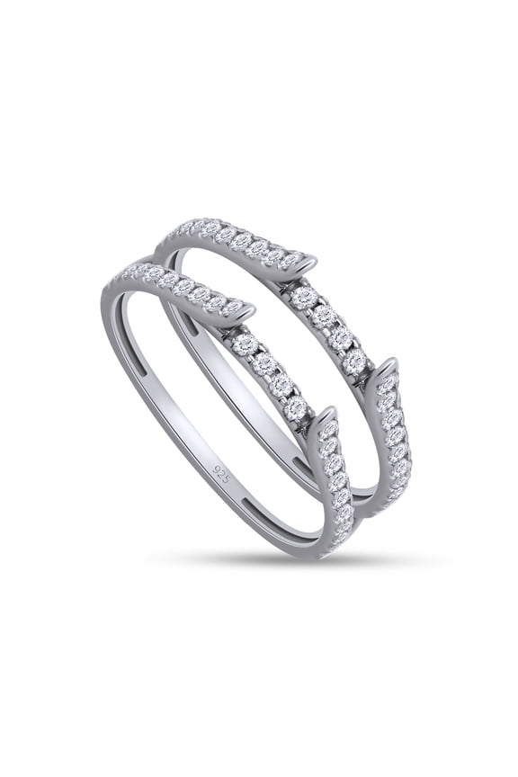 0.50CT White Cubic Zirconia Cathedral Enhancer Ring Guard for Women 14K White Gold over Silver-9