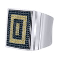 thumbnail image 1 of AFFY 0.76 Carat Round Yellow & Blue Natural Diamond Men's Anniversary Ring 14K White Gold Over Sterling Silver Ring Size-11.5, 1 of 1
