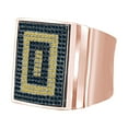 thumbnail image 1 of AFFY 0.76 Carat Round Yellow & Blue Natural Diamond Men's Anniversary Ring 14k Rose Gold Over Sterling Silver Ring Size-10, 1 of 1