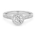 thumbnail image 1 of AFFY 0.80 Carat (ctw) Halo Solitaire Engagement Ring For Womens, Round Lab Created Moissanite Promise Ring For Her In 14k Solid White Gold | VVS1 Quality Ring Size-4, 1 of 5