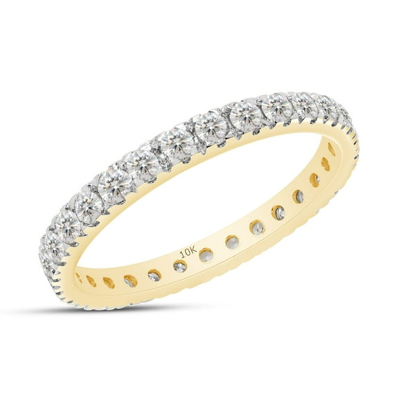 AFFY 0.80CT Round Moissanite Diamond Full Eternity Ring for Women in 10K Solid Yellow Gold-6