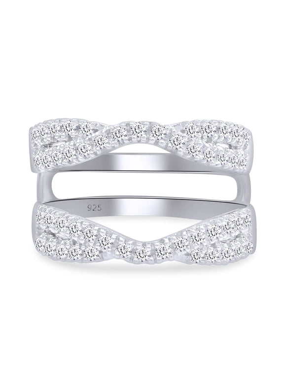 0.85CT Moissanite Diamond Infinity Wedding Ring Guard Enhancer in 14K White Gold over Silver-8.5