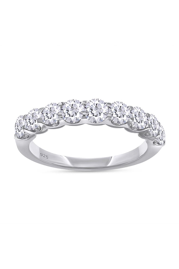 0.86CT Round Moissanite Diamond Half Eternity Wedding Band Ring For Women in 14K White Gold over Silver-4