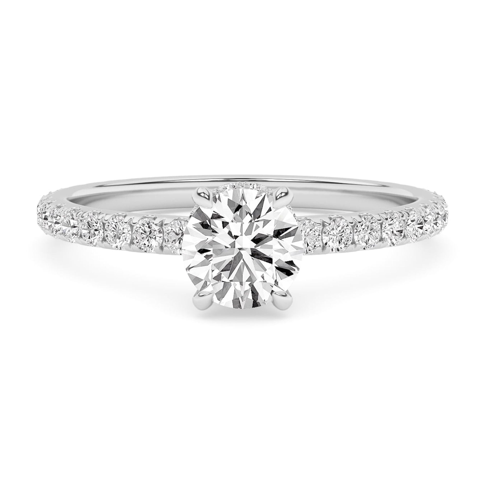 AFFY 0.90 Carat (ctw) Solitaire Engagement Ring For Womens, Round Lab Created Moissanite Stackable Promise Ring For Her In 10k Solid White Gold | VVS1 Quality Ring Size-9