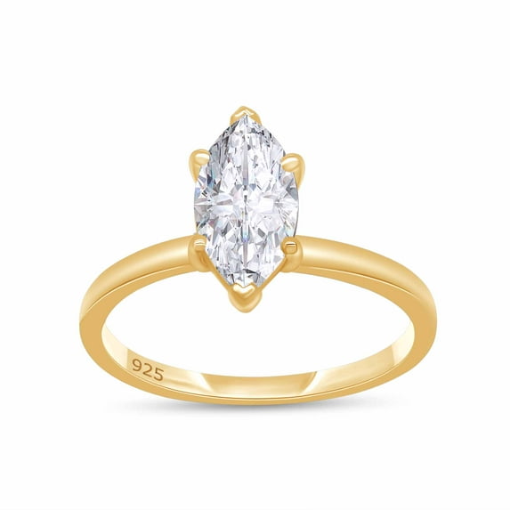 AFFY 0.90CT 10X5MM Marquise Moissanite Diamond Solitaire Ring for Women 14K Yellow Gold over Silver-10
