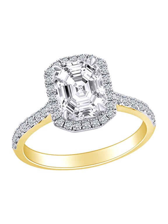 0.95 Carat (Ctw) Radiant & Round Cut White Natural Diamond Cluster Engagement Ring In 10k Solid Yellow Gold Ring Size-8.5