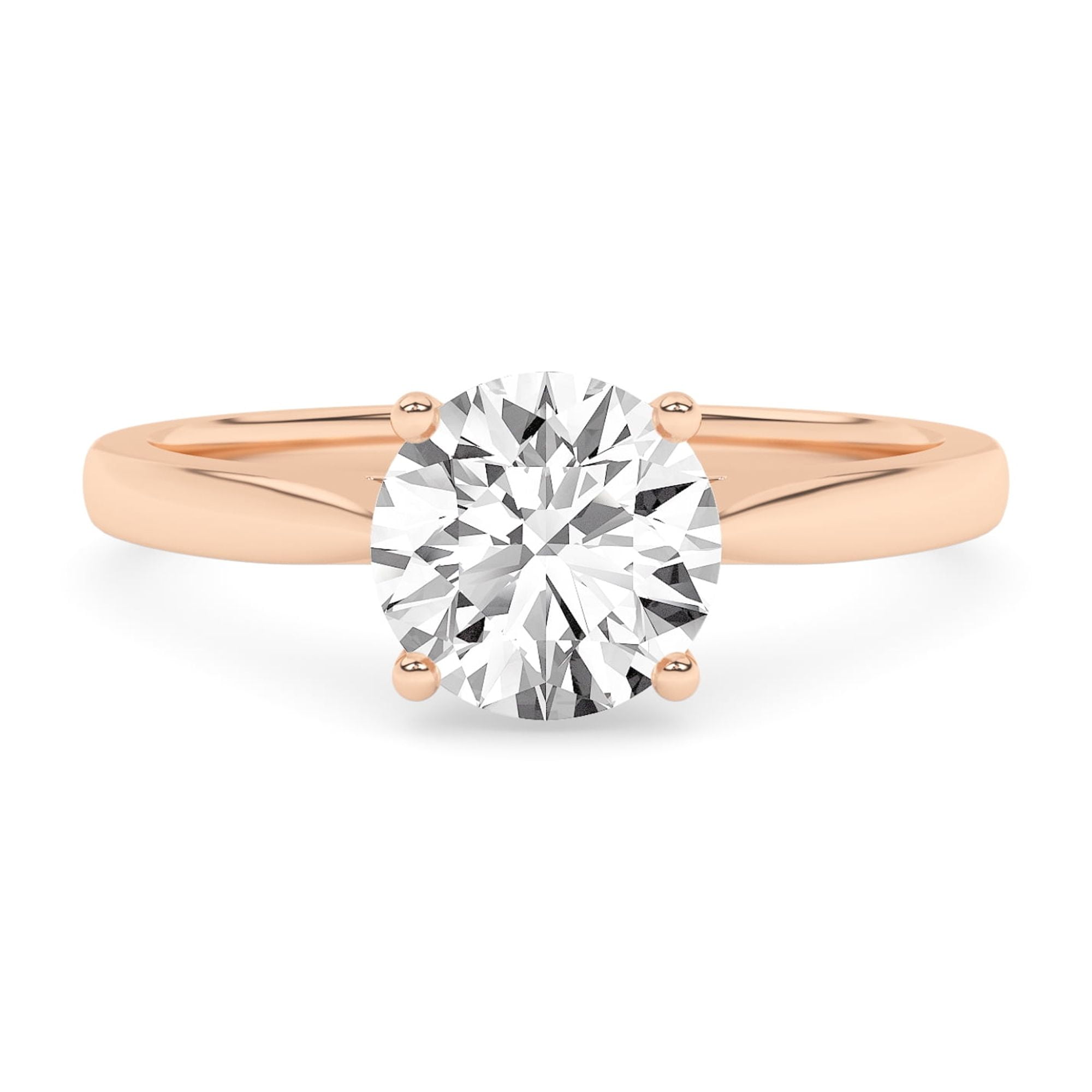 AFFY 1.00 Carat (ctw) Solitaire Engagement Rings For Women, Round Lab Created Moissanite Promise Ring For Her In 10k Solid Rose Gold | VVS1 Quality (1 ctw) Ring Size-8