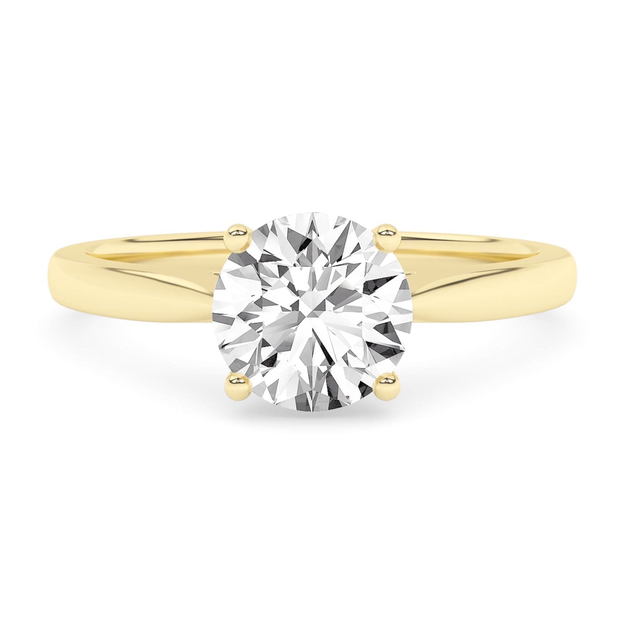 AFFY 1.00 Carat (ctw) Solitaire Engagement Rings For Women, Round Lab Created Moissanite Promise Ring For Her In 10k Solid Yellow Gold | VVS1 Quality (1 ctw) Ring Size-7.5