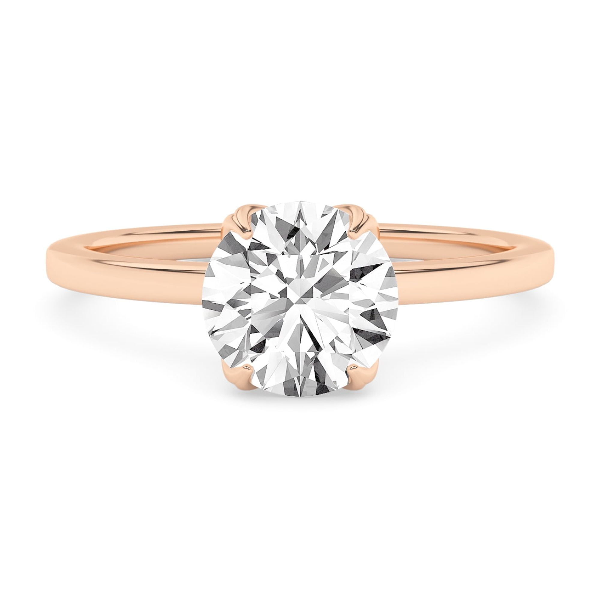 AFFY 1.00 Carat (ctw) Solitaire Style Engagement Rings For Women, Round Lab Created Moissanite Promise Ring For Her In 10k Solid Rose Gold | VVS1 Quality (1 Ctw) Ring Size-10