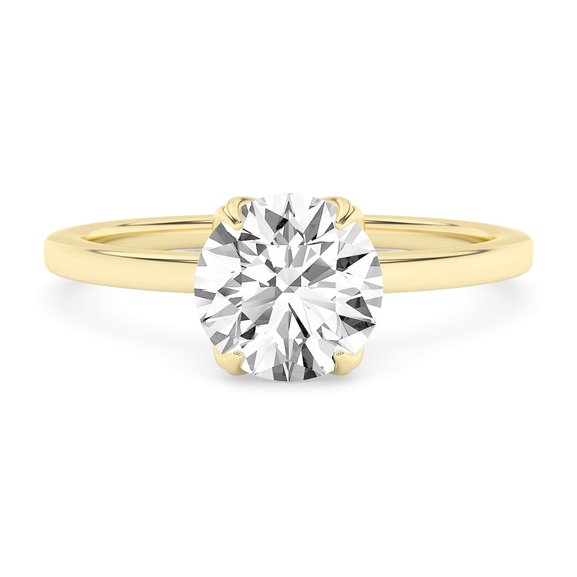 AFFY 1.00 Carat (ctw) Solitaire Style Engagement Rings For Women, Round Lab Created Moissanite Promise Ring For Her In 10k Solid Yellow Gold | VVS1 Quality (1 Ctw) Ring Size-8.5