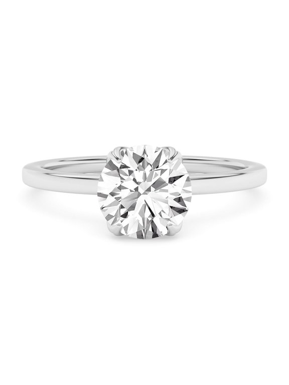 1.00 Carat (ctw) Solitaire Style Engagement Rings For Women, Round Lab Created Moissanite Promise Ring For Her In 14k Solid White Gold | VVS1 Quality (1 Ctw) Ring Size-6