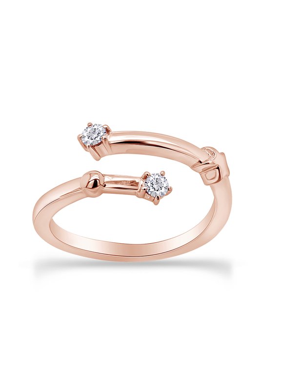1/10 Carat Natural Round Diamond Celestial Star Horoscope Astrology Aries Zodiac Sign Ring In 14k Rose Gold Over Sterling Silver (0.1 Cttw, H-I Color, I1-I2 Clarity) Ring Size -