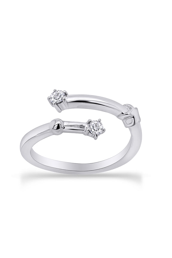 1/10 Carat Natural Round Diamond Celestial Star Horoscope Astrology Aries Zodiac Sign Ring In 14k White Gold Over Sterling Silver (0.1 Cttw, H-I Color, I1-I2 Clarity) Ring Size - 7