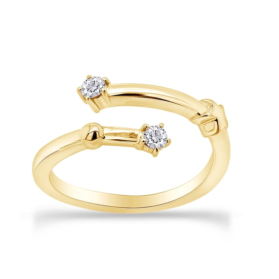 AFFY 1/10 Carat Natural Round Diamond Celestial Star Horoscope Astrology Aries Zodiac Sign Ring In 14k Yellow Gold Over Sterling Silver (0.1 Cttw, H-I Color, I1-I2 Clarity) Ring Size - 8