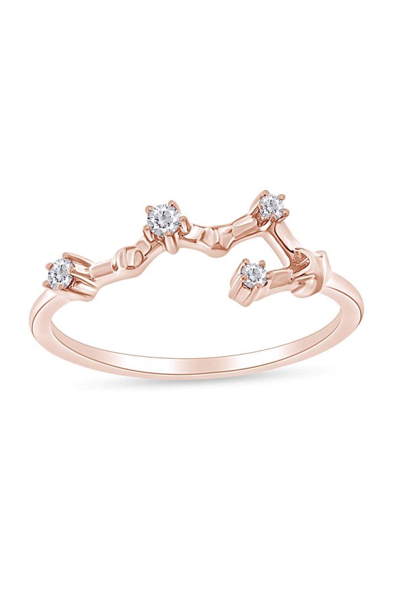 1/10 Carat Natural Round Diamond Celestial Star Horoscope Astrology Scorpio Zodiac Sign Ring In 14k Rose Gold Over Sterling Silver (0.1 Cttw, H-I Color, I1-I2 Clarity) Ring Size 6