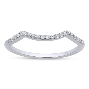 AFFY 0.10CT Round Moissanite Diamond Enhancer Wedding Band for Women 14K White Gold over Silver-7