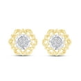thumbnail image 1 of AFFY 1/15 Carat Round Cut Natural White Diamond Flower Vintage-Style Stud Earrings In 14K Yellow Gold Over Sterling Silver (0.06 Cttw, I2-I3 Clarity), 1 of 1