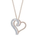 thumbnail image 1 of AFFY 1/2 CT Baguette/Round White Natural Diamond Two Tone Swirl Heart Pendant Necklace 14k Rose Gold Over Sterling Silver 18" Chain (I-J Color, I2-I3 Clarity, 0.50 CT), 1 of 1