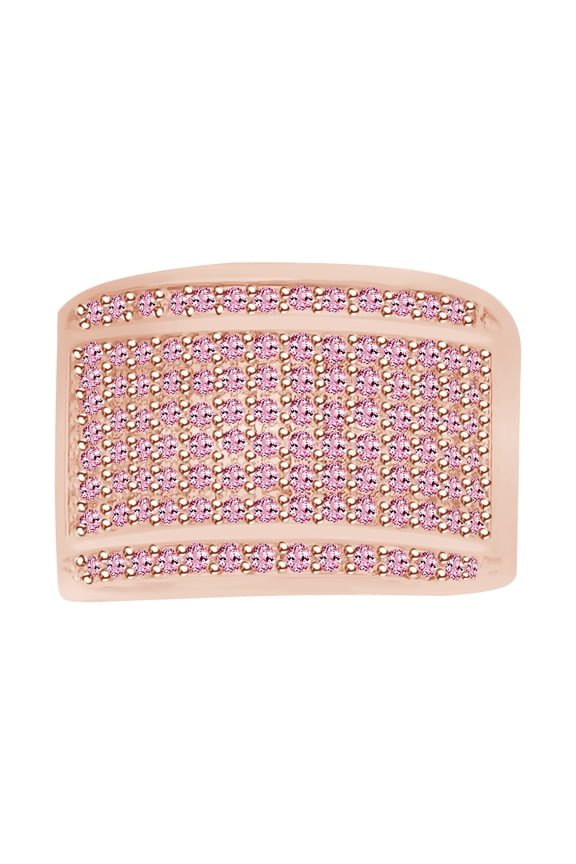 1.2 Carat (Ctw) Round Cut Pink Natural Diamond Iced Out Hip Hop Jewelry Band Ring In 10k Solid Rose Gold Ring Size-12
