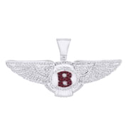AFFY 1/2 Carat Round White Natural Diamond & Simulated Garnet Hip Hop Luxury Car logo pendant 10K Solid White Gold