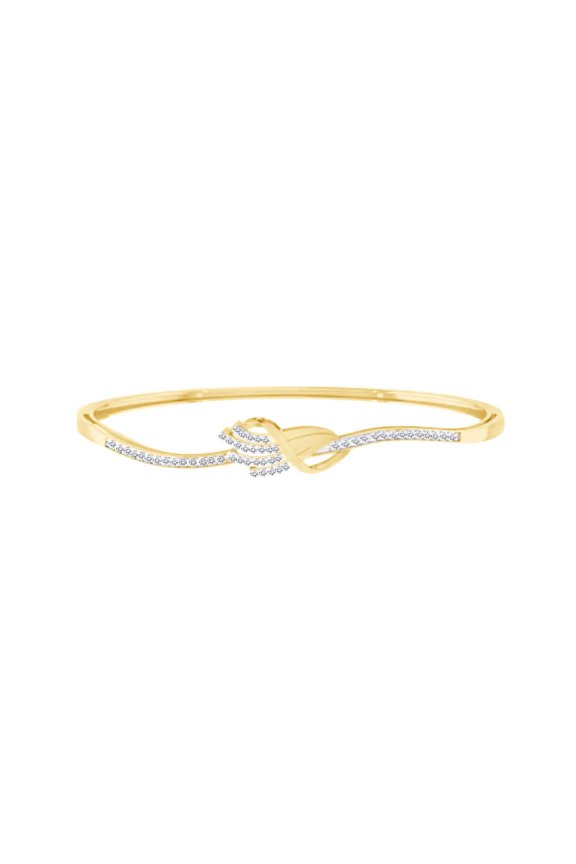 1/2 Carat Round White Natural Diamond Twisted Bangle Bracelet in 14k Solid Yellow Gold (I-J Color, I2-I3 Clarity,0.5 Cttw)