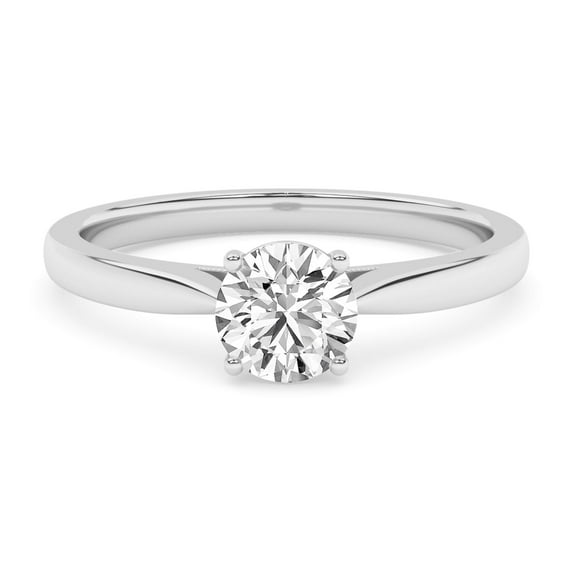 AFFY 1/2 Carat (ctw) Solitaire Engagement Rings For Women, Round Lab Created Moissanite Promise Ring For Her In 10k Solid White Gold | VVS1 Quality (0.50 ctw) Ring Size-5