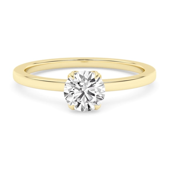 AFFY 1/2 Carat (ctw) Solitaire Style Engagement Rings For Women, Round Lab Created Moissanite Promise Ring For Her In 10k Solid Yellow Gold | VVS1 Quality (0.50 Ctw) Ring Size-10
