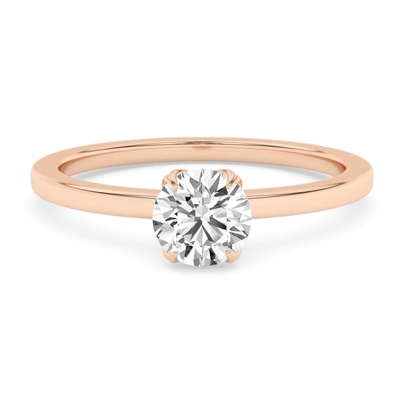 AFFY 1/2 Carat (ctw) Solitaire Style Engagement Rings For Women, Round Lab Created Moissanite Promise Ring For Her In 14k Rose Gold Over Sterling Silver | VVS1 Quality (0.50 Ctw) Ring Size-9