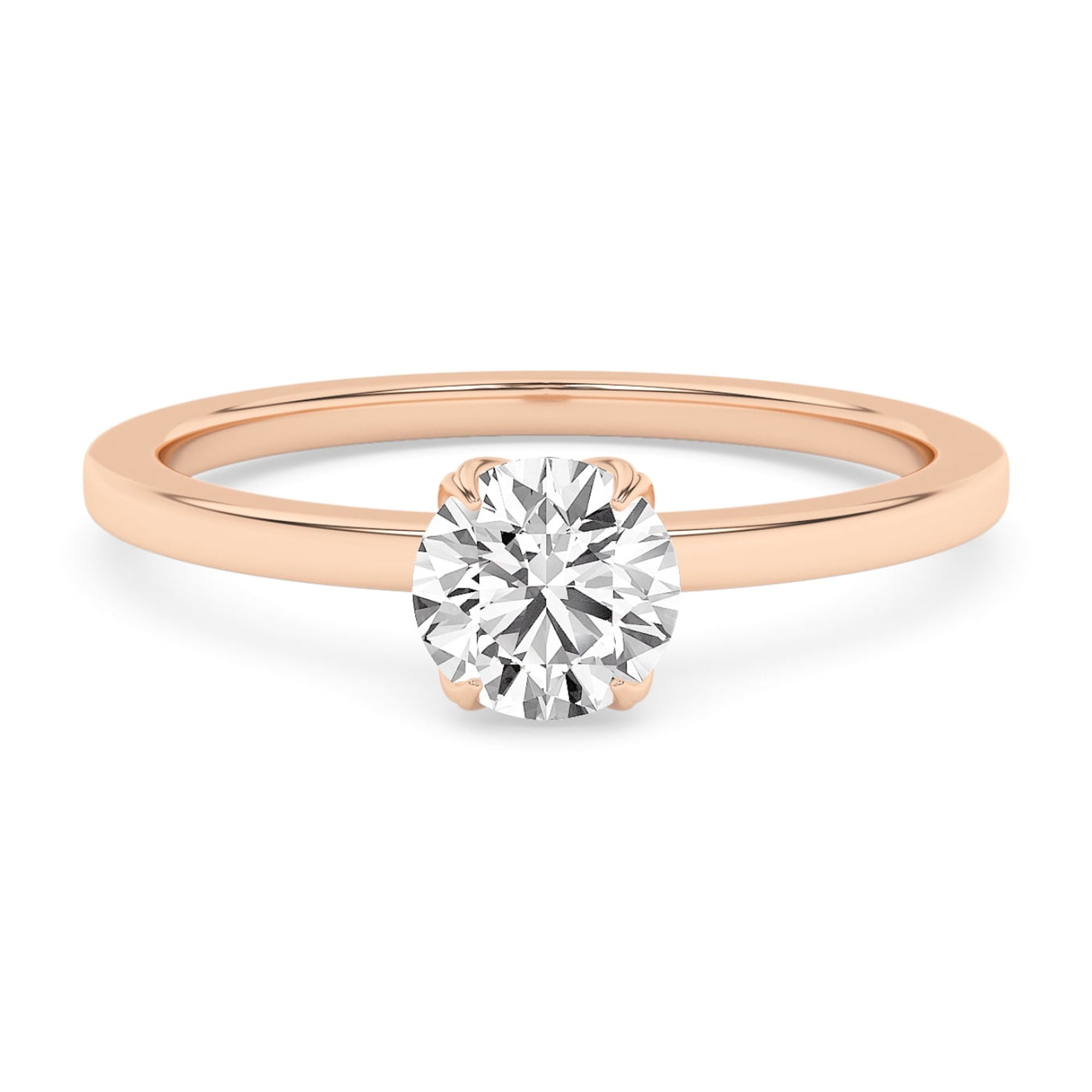 AFFY 1/2 Carat (ctw) Solitaire Style Engagement Rings For Women, Round Lab Created Moissanite Promise Ring For Her In 14k Solid Rose Gold | VVS1 Quality (0.50 Ctw) Ring Size-7