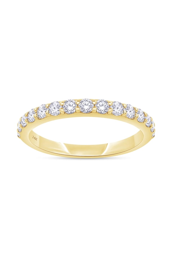 1/2 Cttw Half Eternity Wedding Band Ring For Women|Round Cut Lab Grown Diamond In 14K Solid Yellow Gold Ring For Her (Clarity VS-SI) Size-9