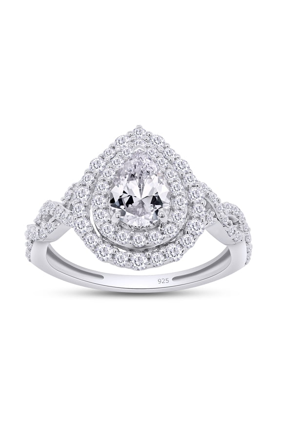 1.25CT Moissanite Diamond Double Halo Engagement Ring for Women 14K White Gold over Silver-4