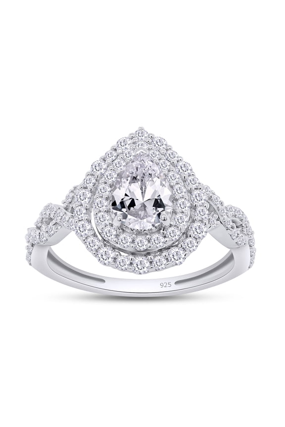 1.25CT Moissanite Diamond Double Halo Engagement Ring for Women 14K White Gold over Silver-7