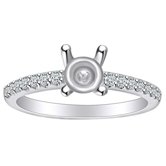 AFFY 1/3 Carat Round Shape White Natural Diamond Semi Mount Engagement Ring In 14k Solid White Gold (0.33 Cttw) Ring Size-8.5