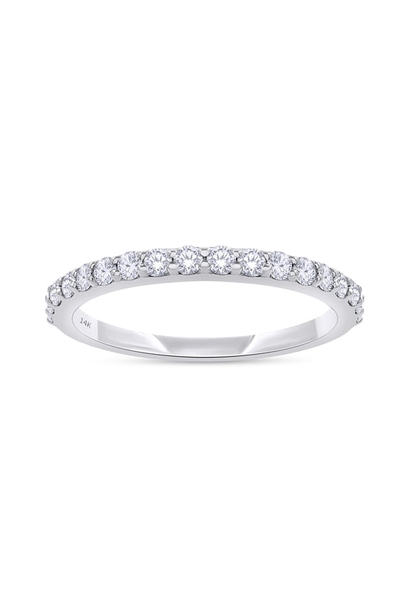 1/3 Cttw Half Eternity Wedding Band Ring For Women|Round Cut Lab Grown Diamond In 14K Solid White Gold Ring For Her (Clarity VS-SI) Size-5.5
