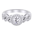 thumbnail image 1 of AFFY 1.31 Ct White Natural Diamond Entwined Halo Engagement Ring in 14k White Gold Ring Size - 5, 1 of 1