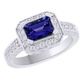 thumbnail image 1 of AFFY (1.38ct) Simulated Blue Tanzanite & White Diamond Antique Style Engagement Ring In 14k Solid Gold With Ring Size 7, 1 of 1