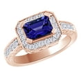 thumbnail image 1 of AFFY (1.38ct) Simulated Blue Tanzanite & White Diamond Antique Style Engagement Ring In 14k Solid Gold With Ring Size 9.5, 1 of 1