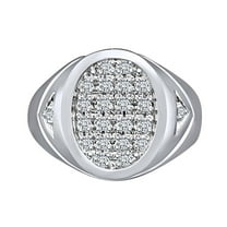 AFFY 1/4 Carat Round Shape White Natural Diamond Men's Anniversary Ring 10K White Gold (0.25 Ctw)